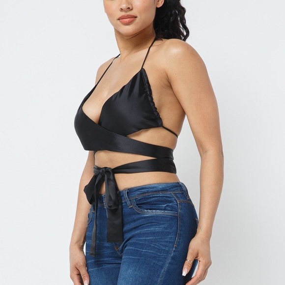 Satin Wrap Around Top - Picture 2 of 4